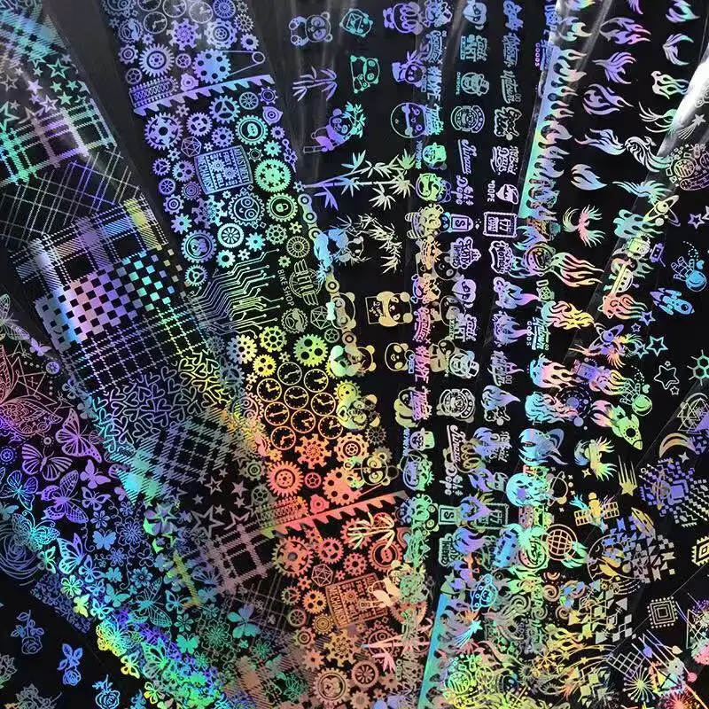 

1 Roll 4*100cm Holographic Nail Foil Transfer Sticker Flame Butterfly Nail Stickers For Nails Manicure DIY Nailart Decorations