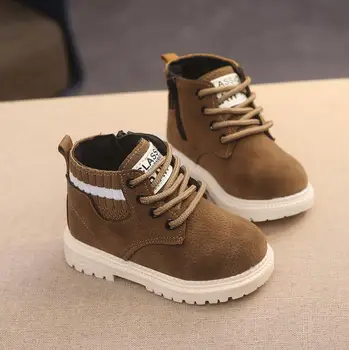 

Kids Martin Boots Winter Leather Plush Snow Boots For Girls Boys Casual Walking Leisure Outdoor Ankle Toddlers Shoes Short Boots