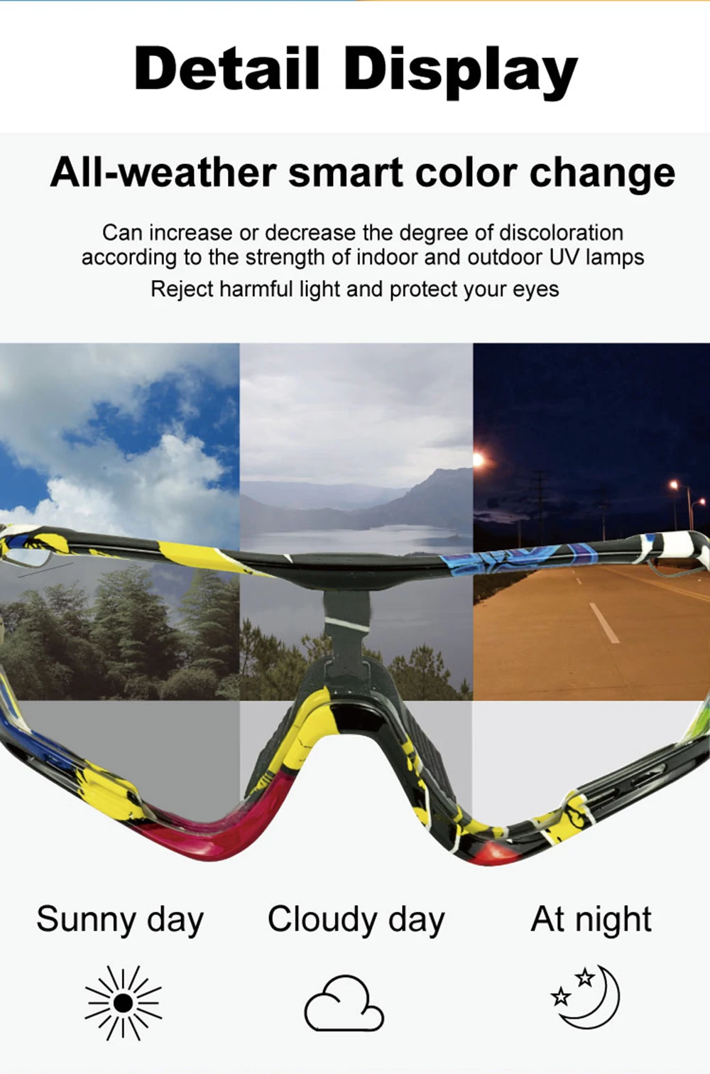 Photochromic Cycling Sunglasses Men&Women Outdoor sport Bicycle Glasses Bike Sunglasses Goggles Eyewear Gafas Ciclismo