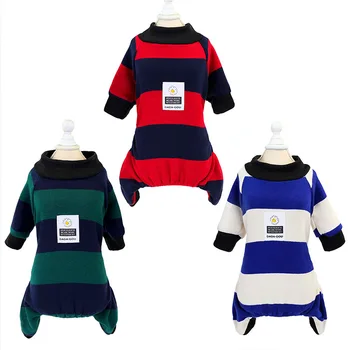 

Everything for Dogs Four Legs Dog Clothes for Autumn and Winter Striped Jumpsuit Pet Clothing Dog Pajamas Clothes for Small Dog