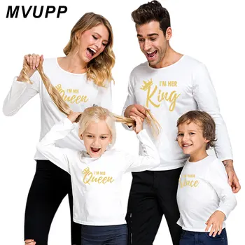 

king queen prince princess family long t shirt for mother daughter father son matching clothes mommy and me outfits dad mom baby