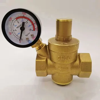 

1pc Water Pressure Reducing Valve/DN15/ DN20 /DN25/NPT Brass Regulator Valve With Gauge Meter Adjustable For Home Supply