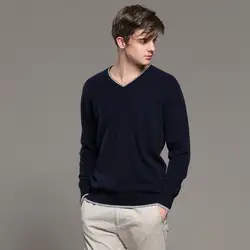 2019 новые зимние кашемировые свитера мужские свободные с v-образным вырезом Модные мужские свитера и пуловеры деловые повседневные