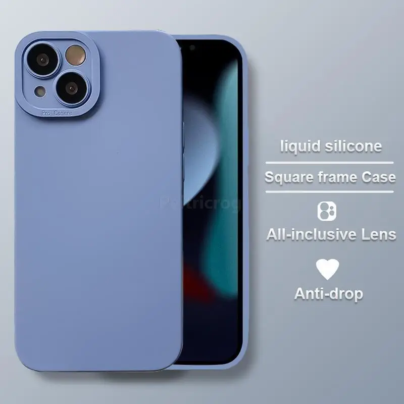 Роскошный защитный чехол из жидкого силикона для камеры iPhone 13 12 11 Pro Max XS XR X 8 7 Plus SE