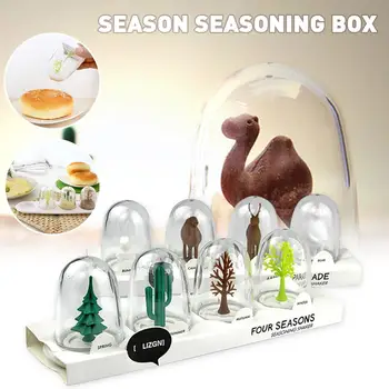 

Spice Containers Salt and Pepper Shaker Bottle, Set of 4 Cute Animals/Plants Miniature Inside 30P