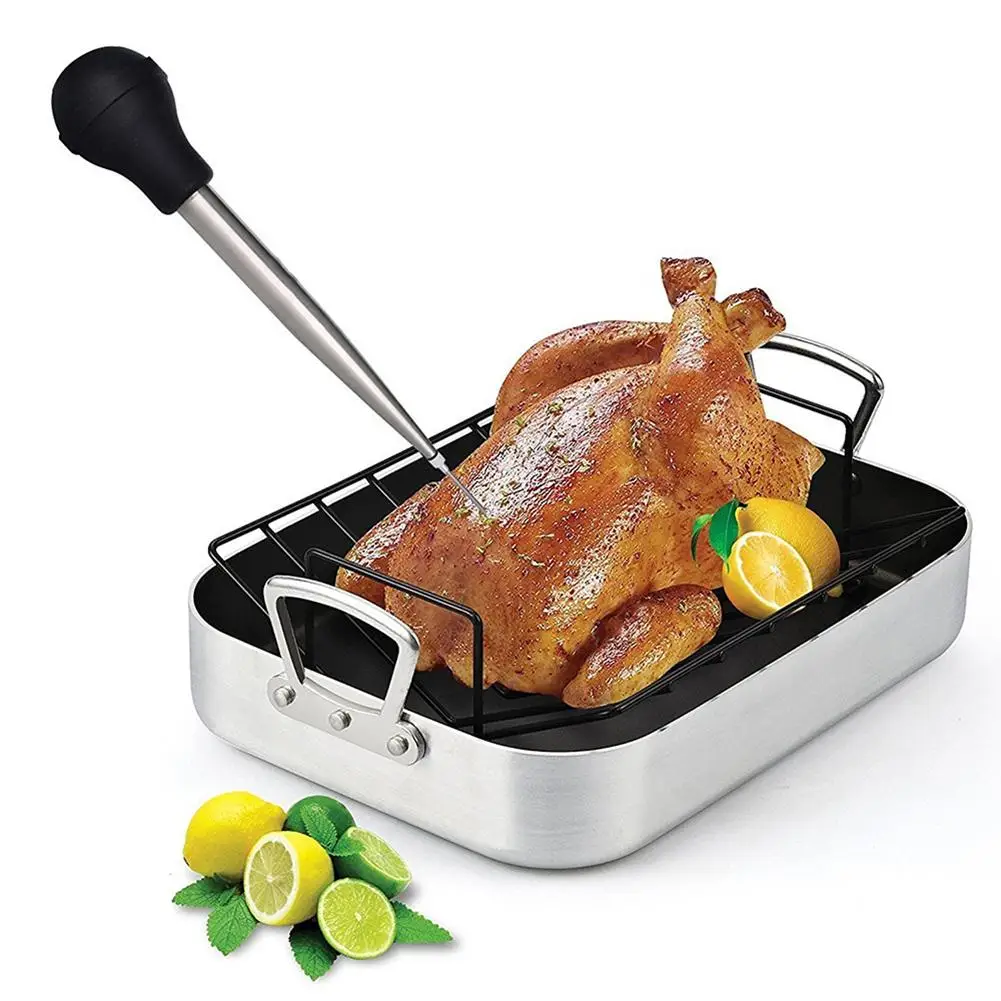 Turkey Meat Seasoning Pump Syringes Needle Injector Brush Kitchen Cooking Tool