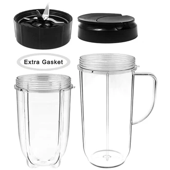 

22Oz+16Oz Cups with Flip Top Lid and Extractor Blade with Extra Gasket Replacement Parts Blender Accessories ,for MB1001