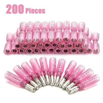 

200Pcs Insulated Heat Shrink Wire Connectors Male Female Electrical Crimp Bullet Wire Splice Terminals 22-18AWG