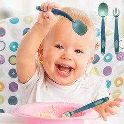 Ensemble d'ustensiles, cuillère pour bébé avec fourchette pour tout petit apprendre à manger, vaisselle d'entraînement, outil de nourriture complémentaire pour bébé, produit pour bébé, 2 pièces/ensemble 