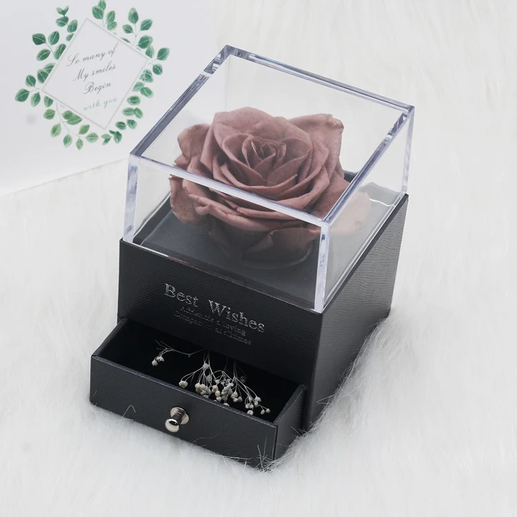 Уникальная стеклянная купольная роза с освещением, настоящая Роза и красавица, сохраненная Роза, подарок на день Святого Валентина - Цвет: Тёмно-синий