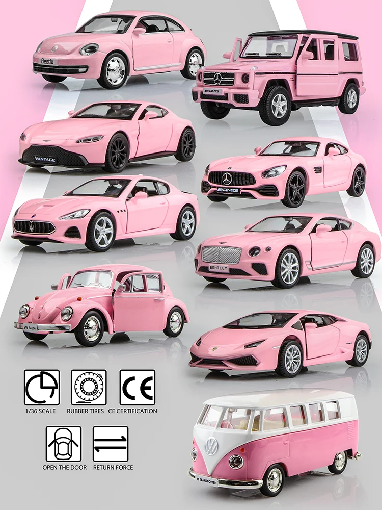 Girls-Toys Model Vehicles Rmz City Simulation-Exquisite Pink Girlfriend 1:36-Alloy-Car