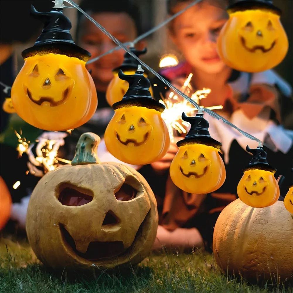 Halloween Skull Pumpkin Ornamental Festoon Lamp Flashing Lights String Party 