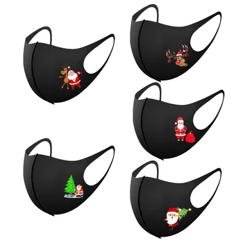 

5/10pcs Adult Christmas Face Mask Washable Mouth Fabric Facial Mask For Protection Reusable Santa Earloop Mondkapjes Mouth Caps
