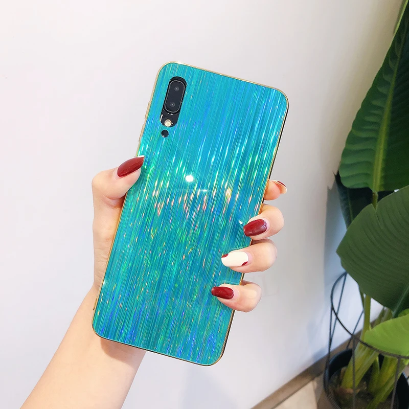 Покрытие яркого цвета с блестками чехол для samsung A70 A50 A30 A20 A10 на Galaxy A7 A9 A6 A8 note 10 9 8 S8 S9 S10 J4 J6 плюс Чехол - Цвет: Green
