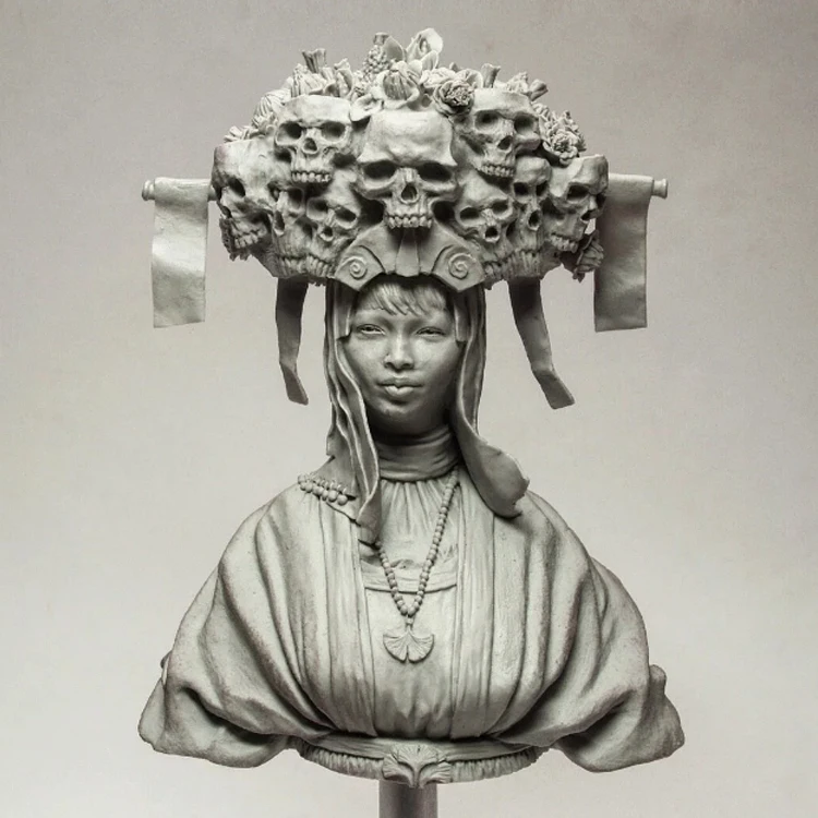 130mm Resin Model Bust GK Flower queen II Fantasy theme evil Skeleton Unassembled and unpainted kit | Игрушки и хобби