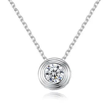 

S925 Sterling Silver Necklace Pendant Zircon Elegant Fashion All-match round Necklace jewerly silver 925 pendant necklace
