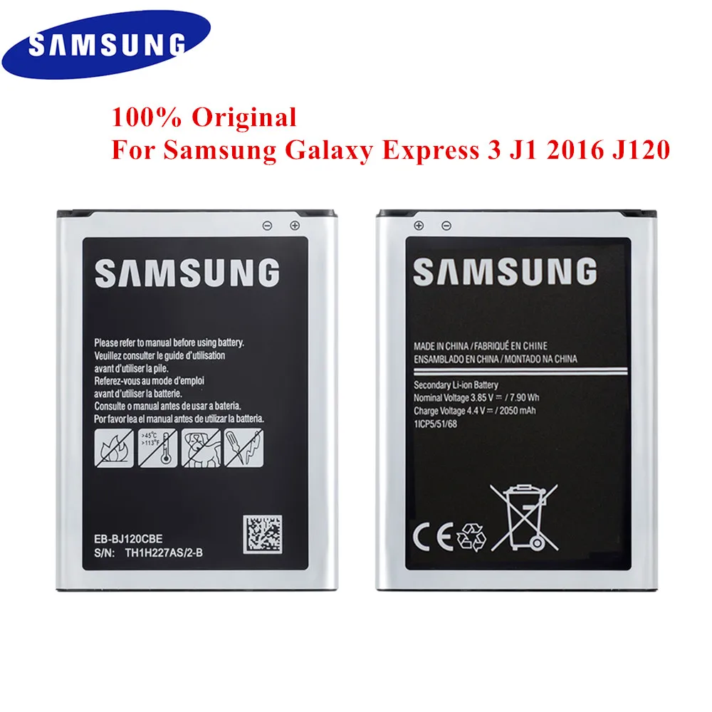 100% Оригинальная Аккумуляторная батарея для Samsung Galaxy Express 3 J1 2016 J120 EB-BJ120CBE J120A J120F/DS