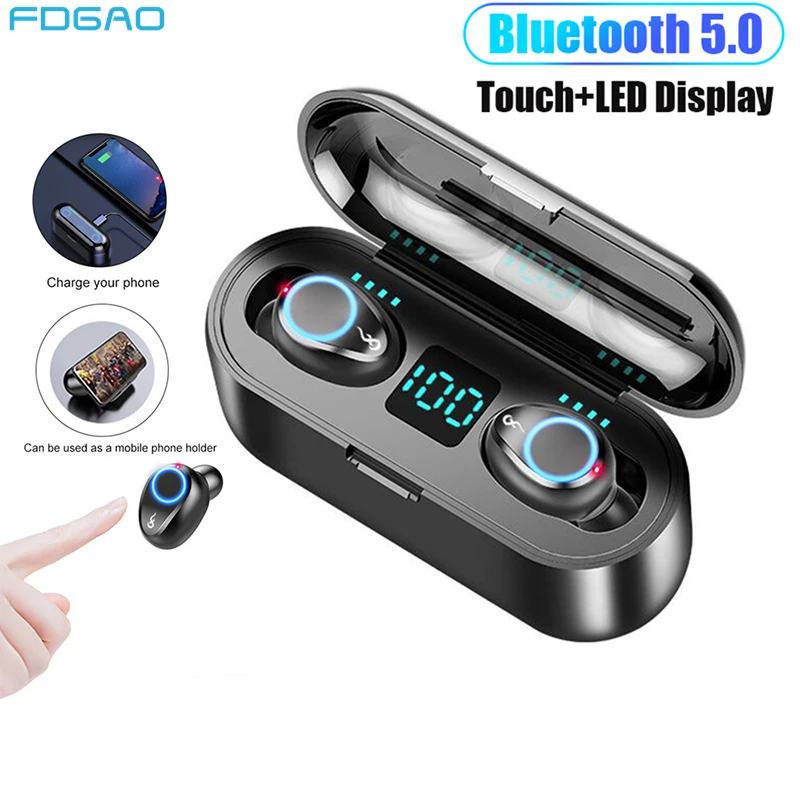 

2020 New TWS Bluetooth 5.0 Earphones Wireless Headphones 2000mAh Power LED Display Sports Waterproof Earbuds 9D Stereo Headset