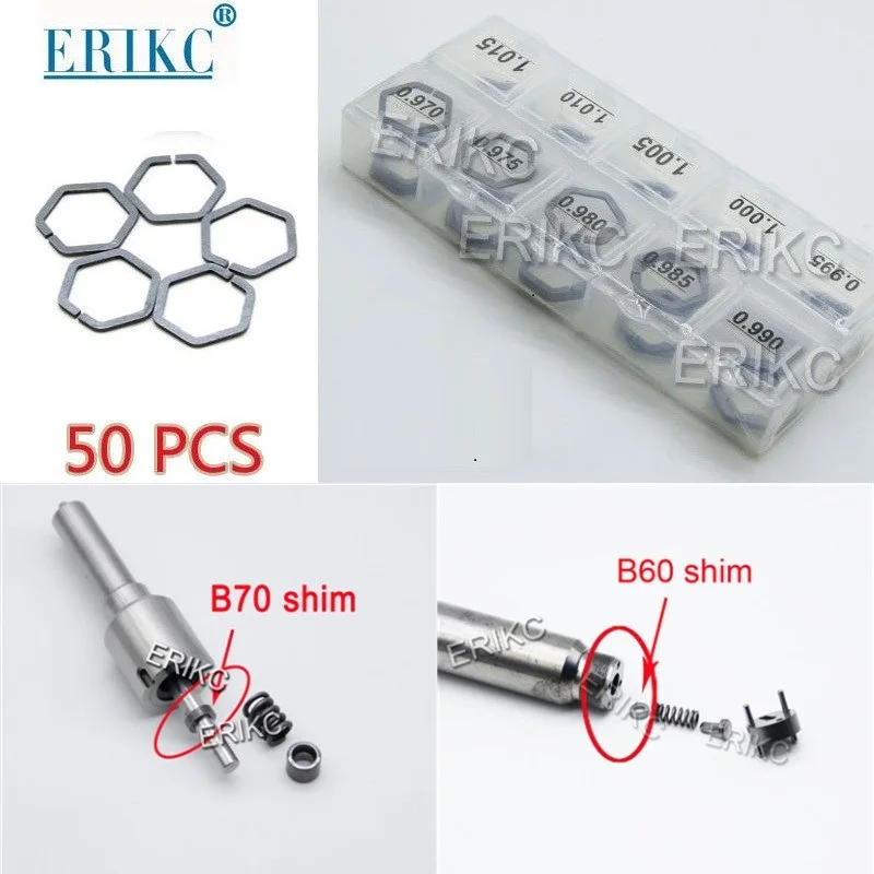 ERIKC 50 шт. B70 Shim 1,62-1,80 мм для Bosch Siemens Piezo B60 Размер 1,34-1,52 инжектор Регулировка B61 Размер 0,97-1,015 мм прокладка шайбы