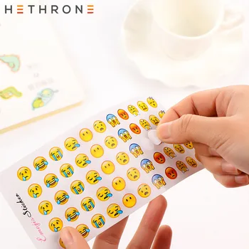 

Hethrone Mini cute cartoon Face sticker round Paper label sticker hand account sticker DIY bullet journal stickers Kawaii decora