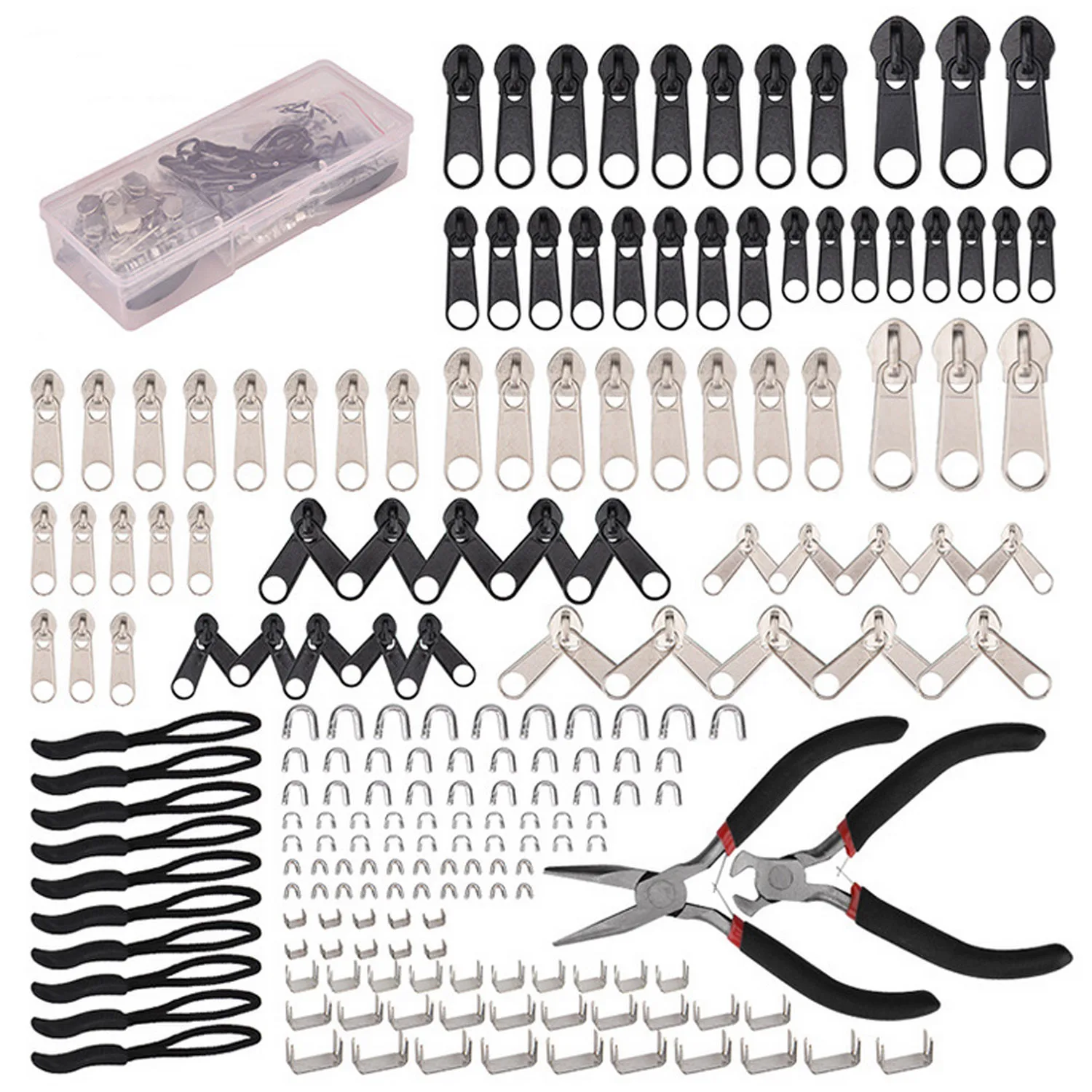 197pcs Antirust Zipper Repair Replacement Kit With Zipper Install
