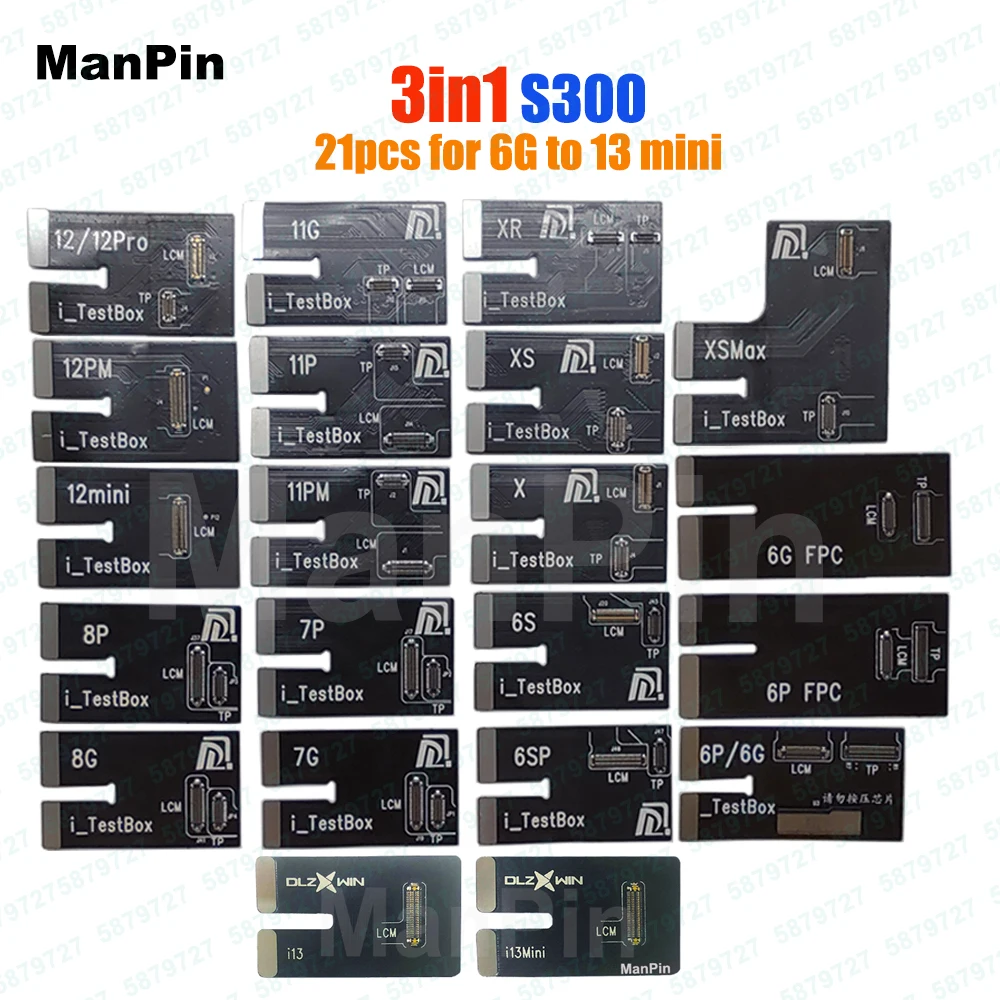 3 в 1 S300 ЖК-экран тестер гибкий кабель для iPhone 13 12 Pro MAX Mini 11 XS 8 7 6S Plus 3D сенсорный