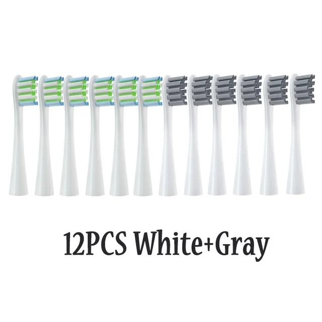 12PCS Replacement Brush Heads for Oclean X/ X PRO/ Z1/ F1/ One/ Air 2 /SE Sonic Electric Toothbrush DuPont Soft Bristle Nozzles 6White6Gray