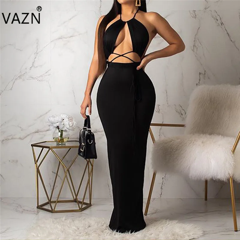 VAZN FM1060 новый продукт 2019 лето сексуальная леди 4 цвета оболочка платье с лямкой на