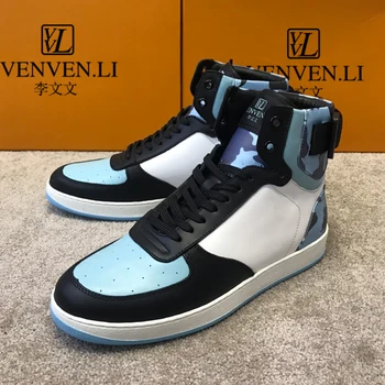 

French V VL 2020 men's short boots high top shoes men's casual shoes, can be used in winter European fashion shoes, top leather