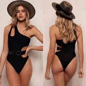 

2020 venus vacation new cut out one shoulder bikini siamese new style sexy swimwear push up beachwear popular swimsuit biquini