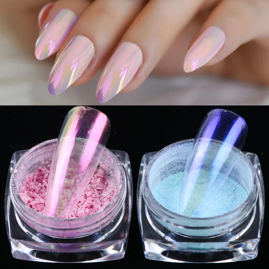 0.2g Chrome Nail Glitter Powder Magic Mirror Aurora Effect Dip Pigments Manicure Polishing Pearl