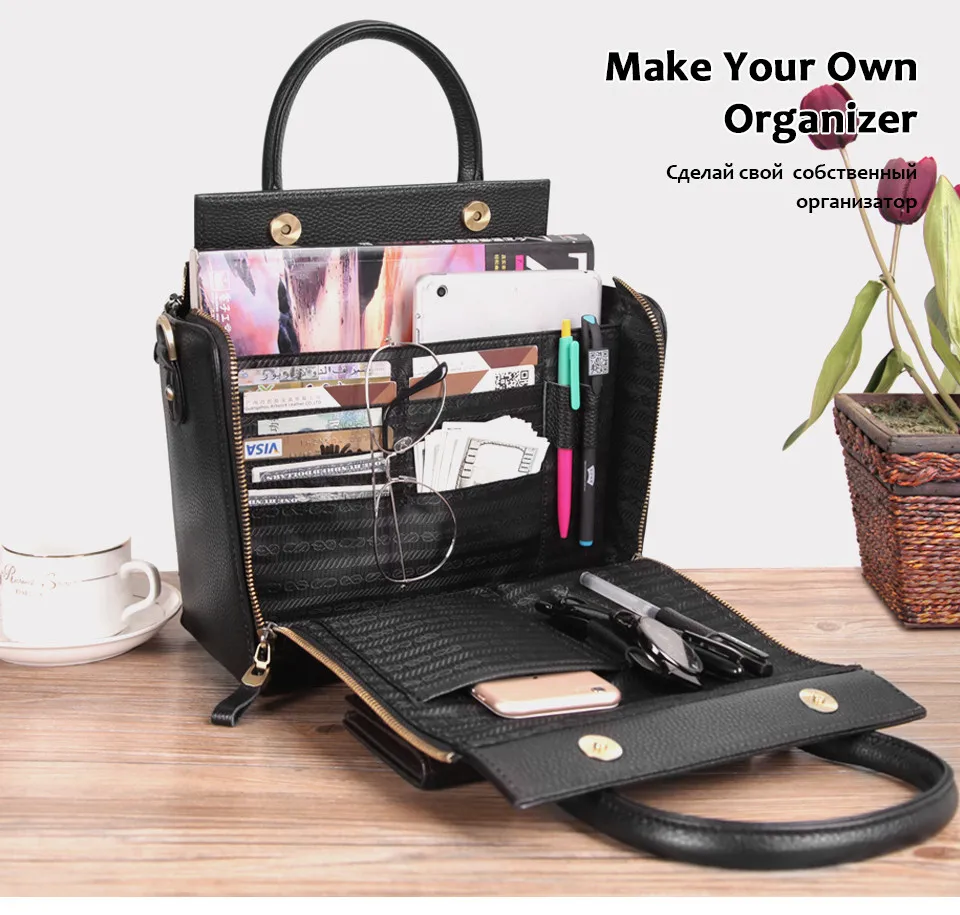 Cobbler Legend супер сумка-Органайзер из натуральной кожи черная сумка-мессенджер дизайнерские сумки с верхней ручкой женская сумка-тоут мягкая сумка