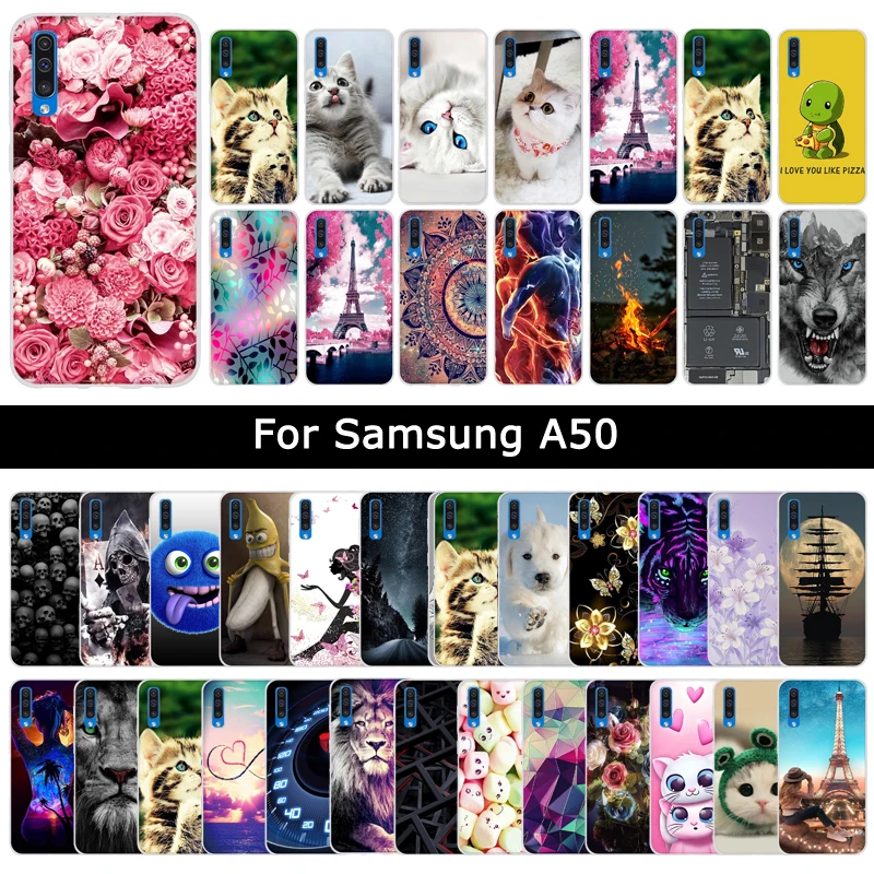 Роскошный силиконовый чехол из ТПУ для Samsung Galaxy A50 A 50 Модный телефона с цветочным