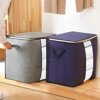 

4pcs Thickened Brand New Material Non-woven Quilt Storage Bag Portable Large Duvet Vertical Quilt Clothes Organizer