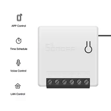 SONOFF мини двухходовой Интеллектуальный переключатель домашней автоматизации с поддержкой внешнего переключателя работает с Alexa Google Home