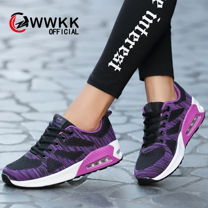 

WWKK 2019 Autumn Flats Platform Sneakers Women Breathable Mesh Casual Female Shoes Woman Lace Up Ladies Shoes sapato feminino