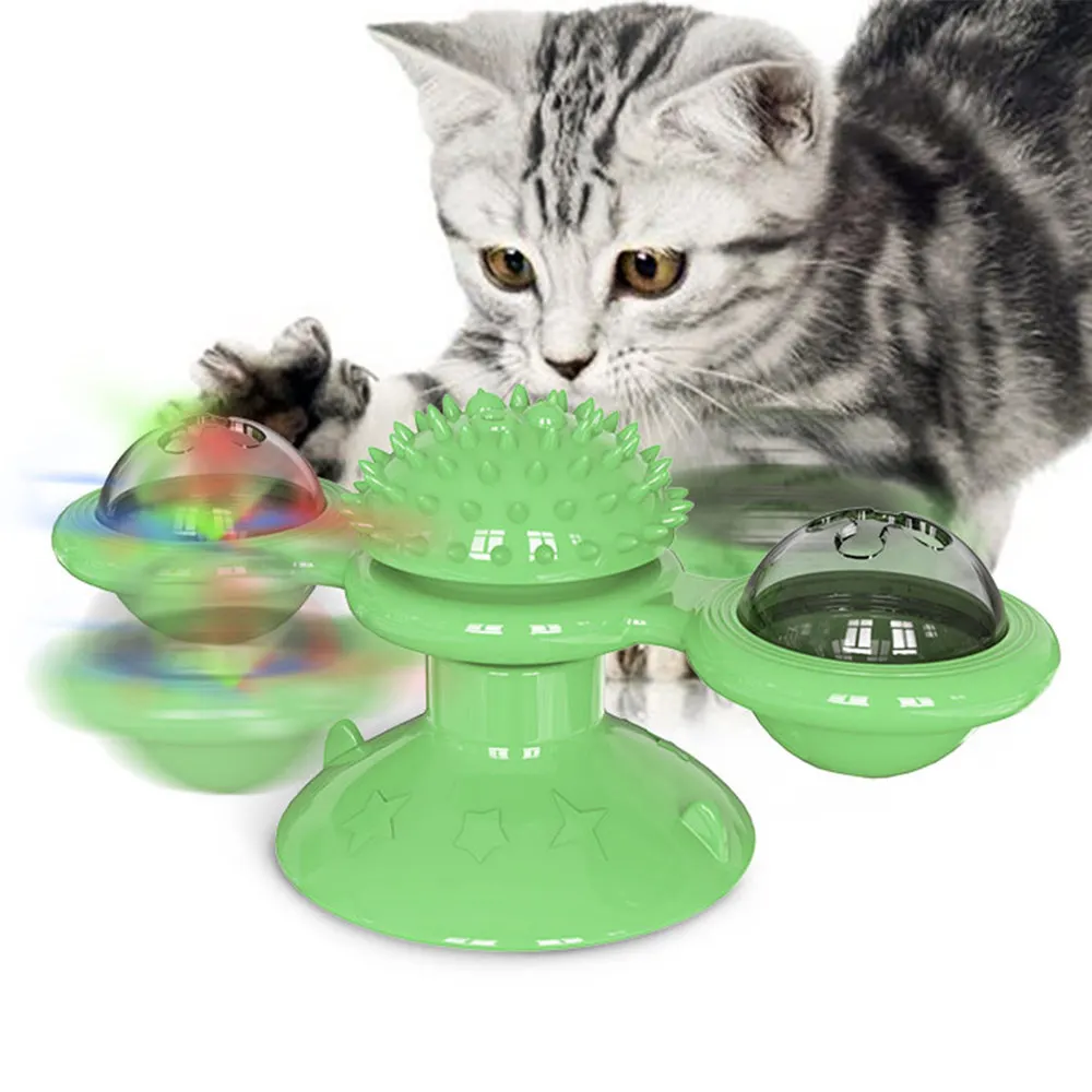 

Pet Dog Cat Toy Windmill Toothbrush With Catnip Whirling Turntable Teasing Scratching Tickle Ball Puzzle Toy Pet Products Supply
