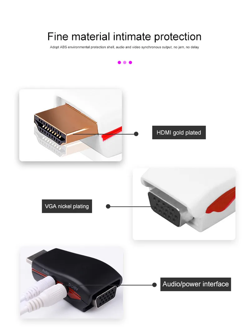 HDMI в VGA адаптер 1080P Аудио конвертер кабель мужчин и женщин с питанием для ПК ноутбука ТВ коробка дисплей проектор Ноутбук
