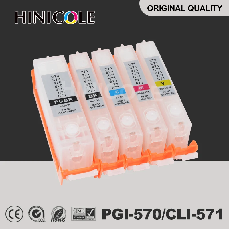 Hinicole картридж с чернилами PGI 570 CLI 571 для Canon PIXMA MG5750 MG5751 MG5752-Silver MG5753-Silver заправка