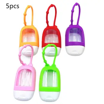 

5Pcs 30ml Empty Bottles with Silicone Cover Portable Travel Refillable Hand Sanitizer Containers Hanging Case