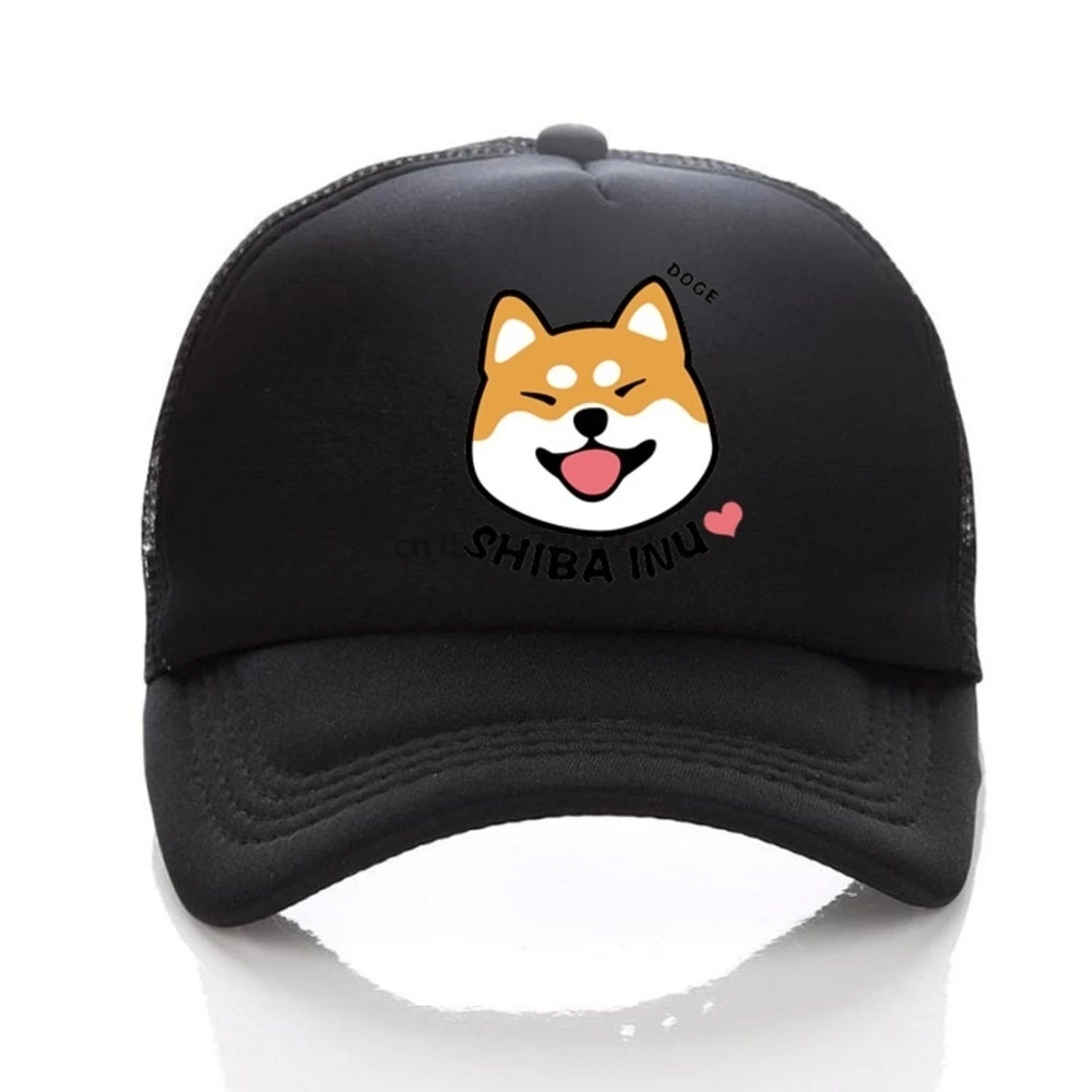 Аниме Doge Сиба ину выразительность сетки шляпа Регулируемая двухрядная пряжка черный для мужчин собака Новинка Snapback бейсболки Забавный принт
