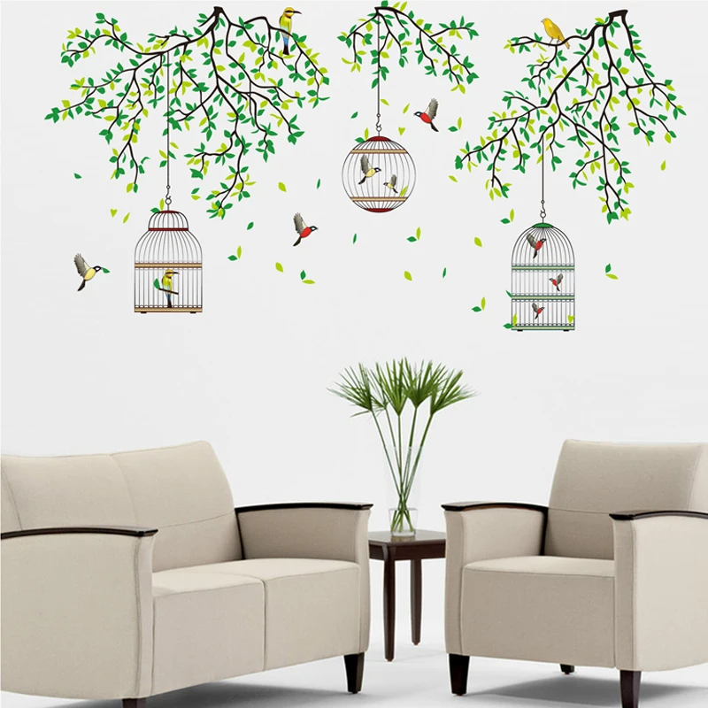 Birds Cage Branch Removable Wall Stickers Kids Wall Decals Art Mural Decor Deco 