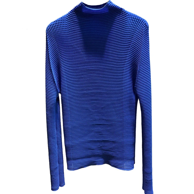 Changpleat, новинка, женские водолазки, топы, Miyak, плиссированные, модные, одноцветные, длинный рукав, тройник, большие, эластичные, дикие, приталенные футболки, T98035