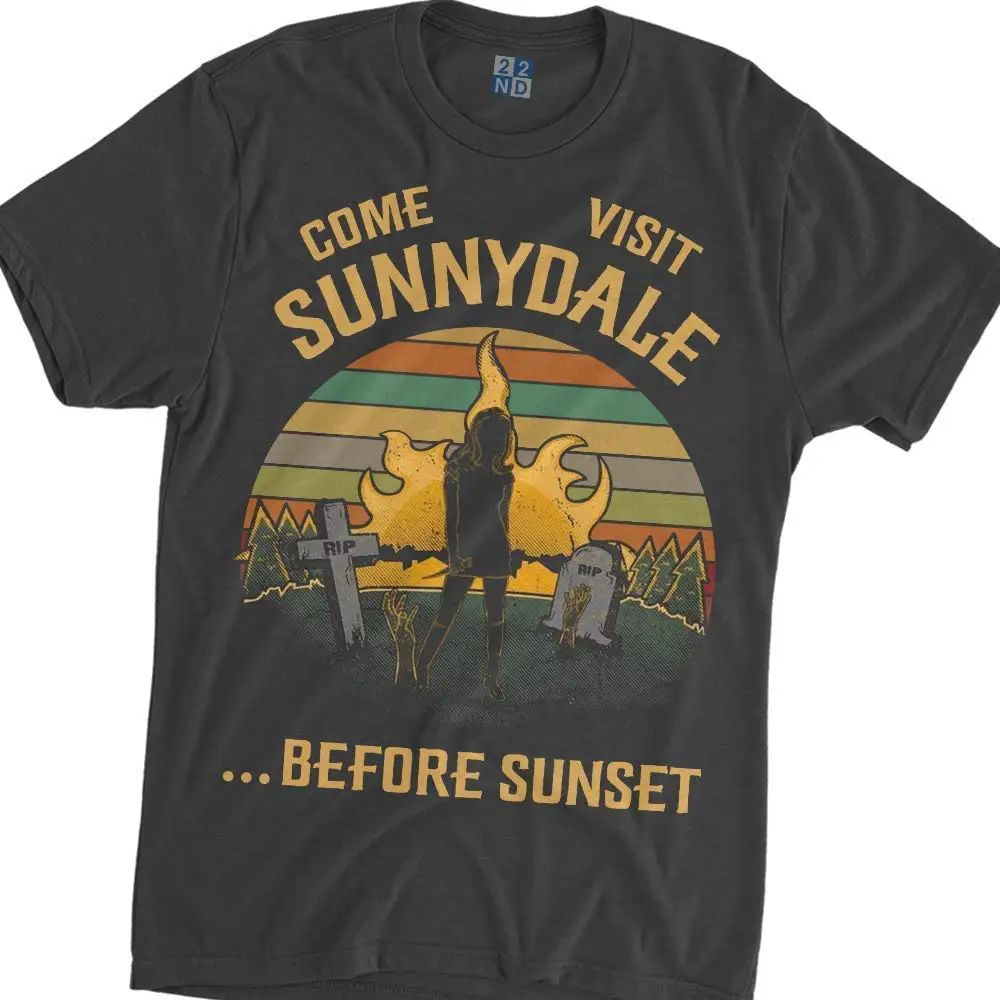 Приезжайте к Sunnydale до заката Винтаж футболка истребительница вампиров FGHFG темно в