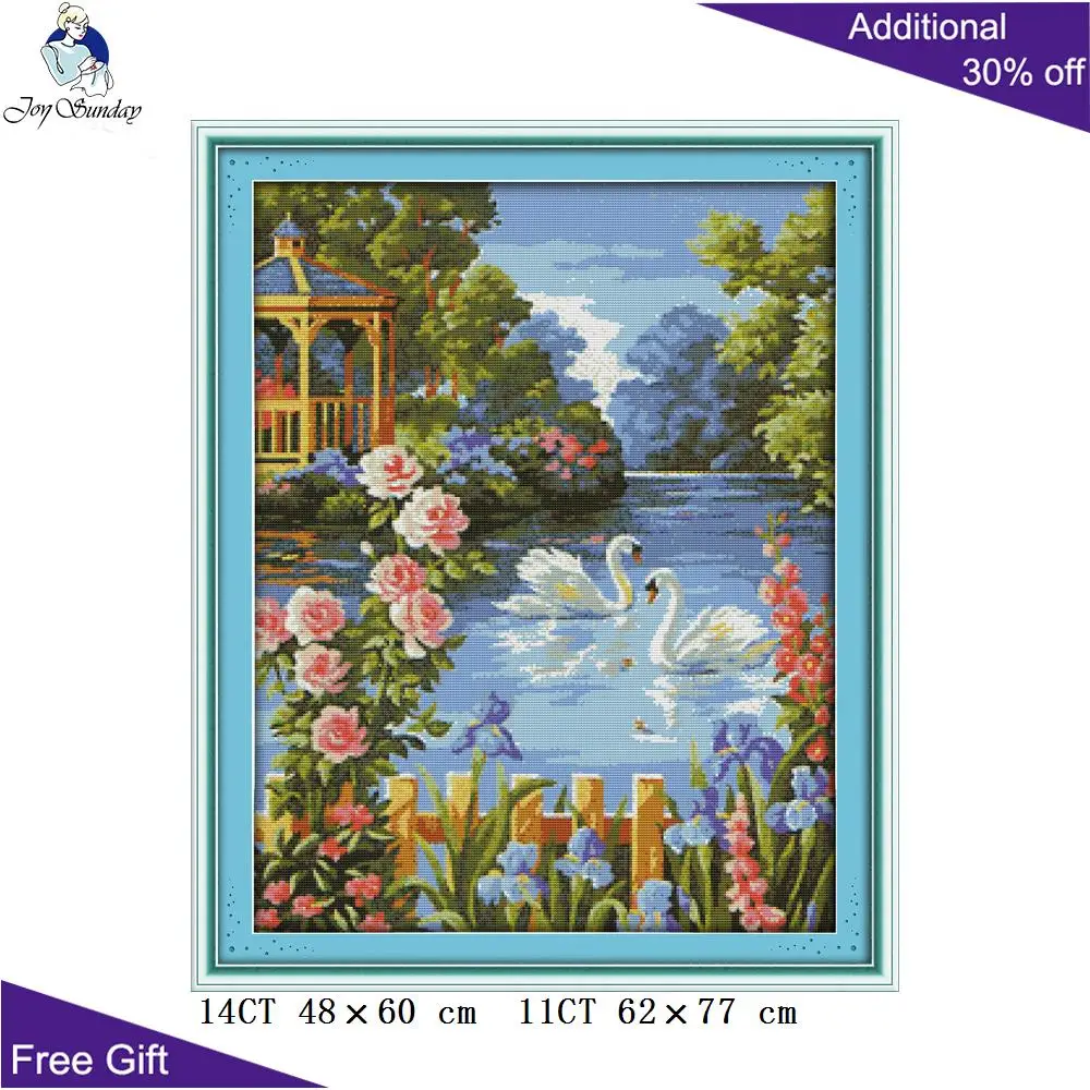 Набор для вышивки крестиком Joy Sunday Swan Lake F631(3) 14CT 11CT |