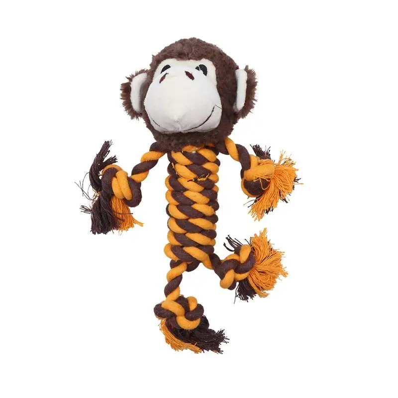 Adorable Pet Woven Toy Educational Cotton Rope Funny Bite Plush Animal Playing (Monkey) | Дом и сад