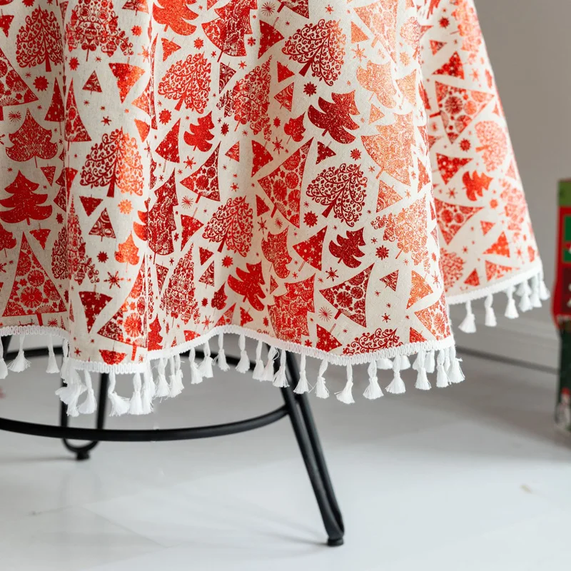  Christmas Table Cloth Round Tablecloth Nappe Table Cover Party Wedding Table Cloth for Home Table M