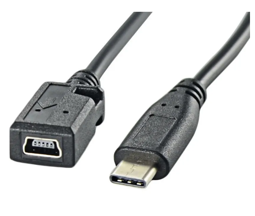 50pcs. 25cm USB3.1 Type C Male To mini USB 2.0 5Pin Female Data Cable Cord Nexus 5X 6P