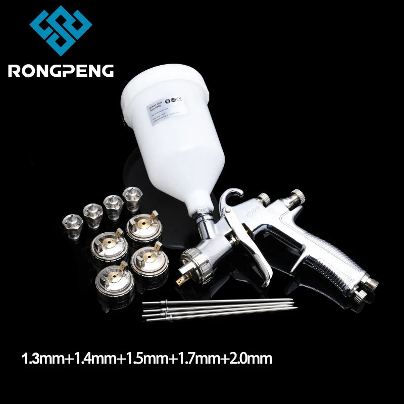 RONGPENG R500 High Quality Painting Gun 1.3 1.4 1.5 1.7 2.0mm Nozzles Water Based LVLP Air Spray Gun Airbrush With Cleaning Kits