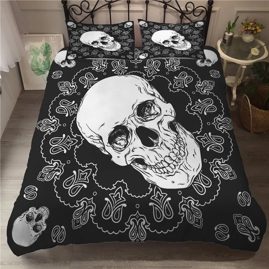 

A Bedding Set 3D Printed Duvet Cover Bed Set Skull Home Textiles for Adults Bedclothes with Pillowcase #KL08